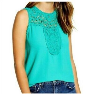 Halogen Lace and Crepe Top- Jade Green size medium